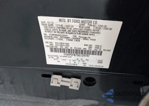 2013 Ford Taurus Limited from USA, damaged, VIN 1FAHP2F87DG129797